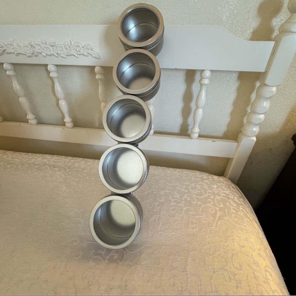 IKEA Metal Bar With Five Stainless Steel Magnetic Storage Containers